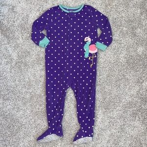 Gently worn Carters toddler girl one piece fleece pajamas size 2T
